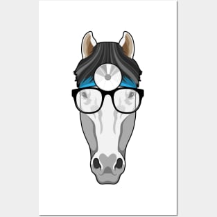 Horse as Doctor with Glasses Posters and Art